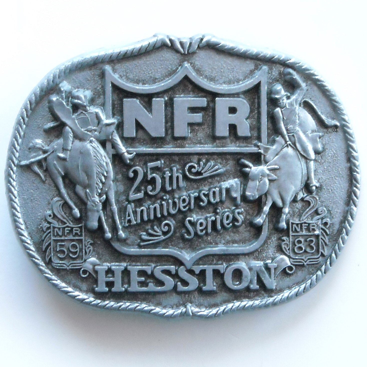 1983 National Finals Rodeo Hesston NFR 25th Anniversary Series Belt Buckle 