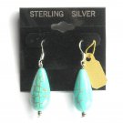 Turquoise Beads Big Drops Dangle Sterling Silver Earrings