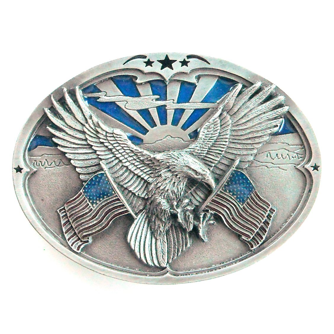 American Flags Eagle Bergamot 3D Pewter Belt Buckle