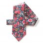 Cambridge Classics Vintage Navy Blue Red Beige Flowers Silk Necktie Tie