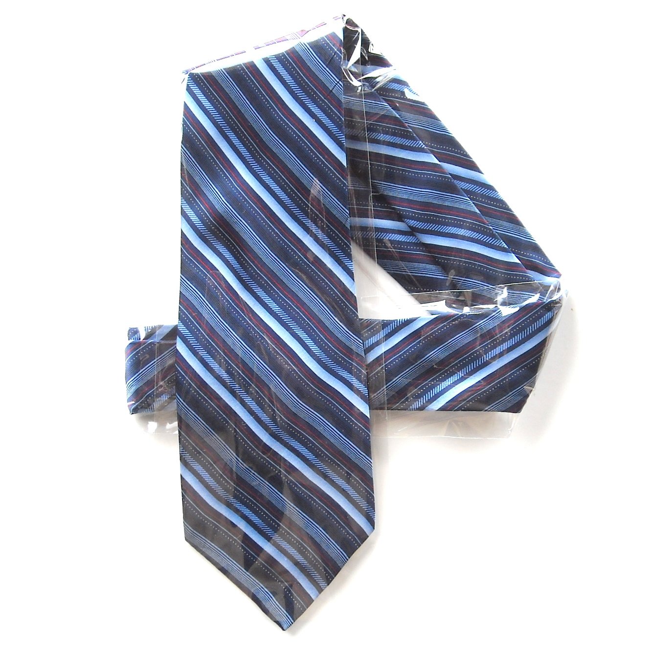 Stafford Extra Long Navy Blue Striped Mens Silk Necktie Tie