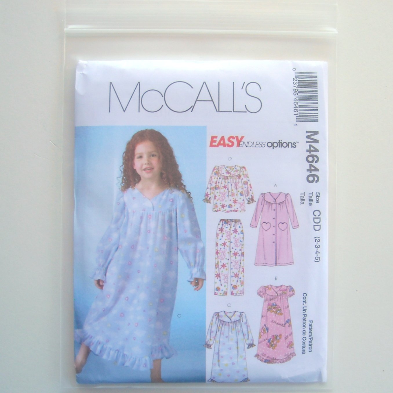 Childrens Girls Robe Gowns Top Pants 2 - 5 McCalls Easy Sewing Pattern ...
