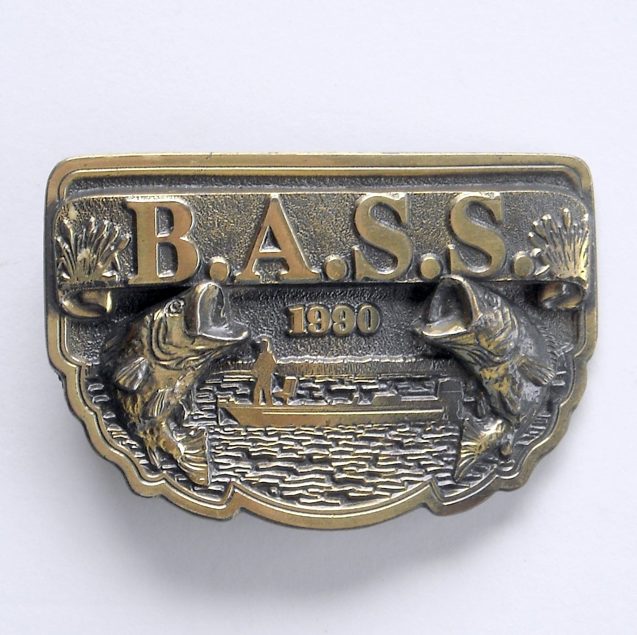 American Bass 1990 Anglers Sportsman Society Brass Color Belt Buckle
