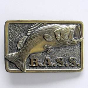 Vintage B.A.S.S Anglers Sportsman Society Brass alloy belt buckle