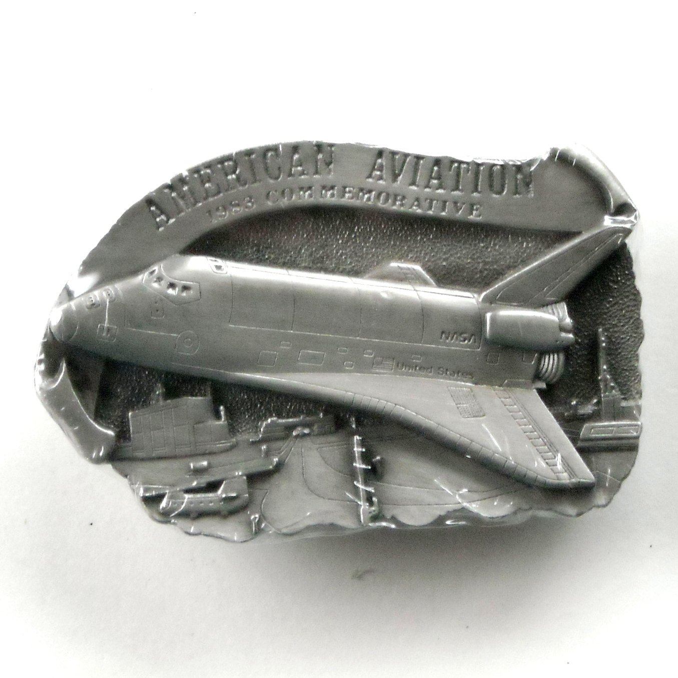 American Aviation Nasa Shuttle 1983 3D Pewter Belt Buckle