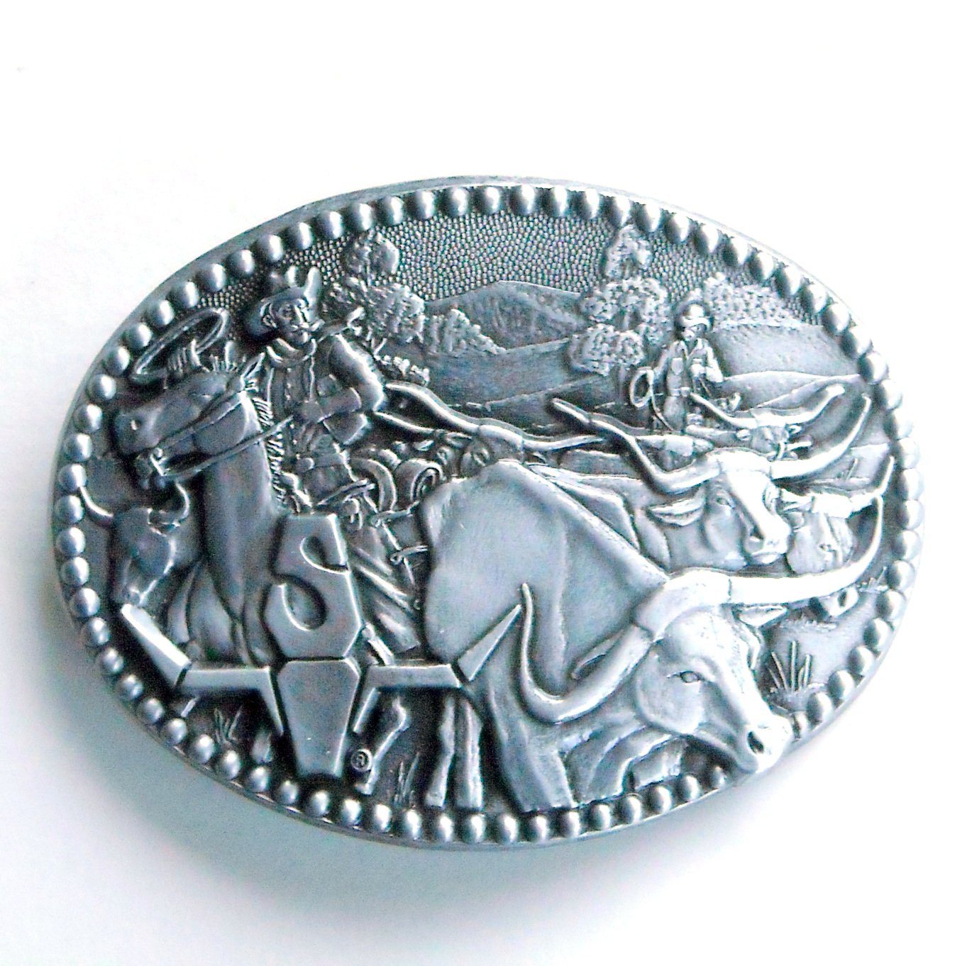 Cattle Cowboys Texas Pewter Zee Series Belt Buckle