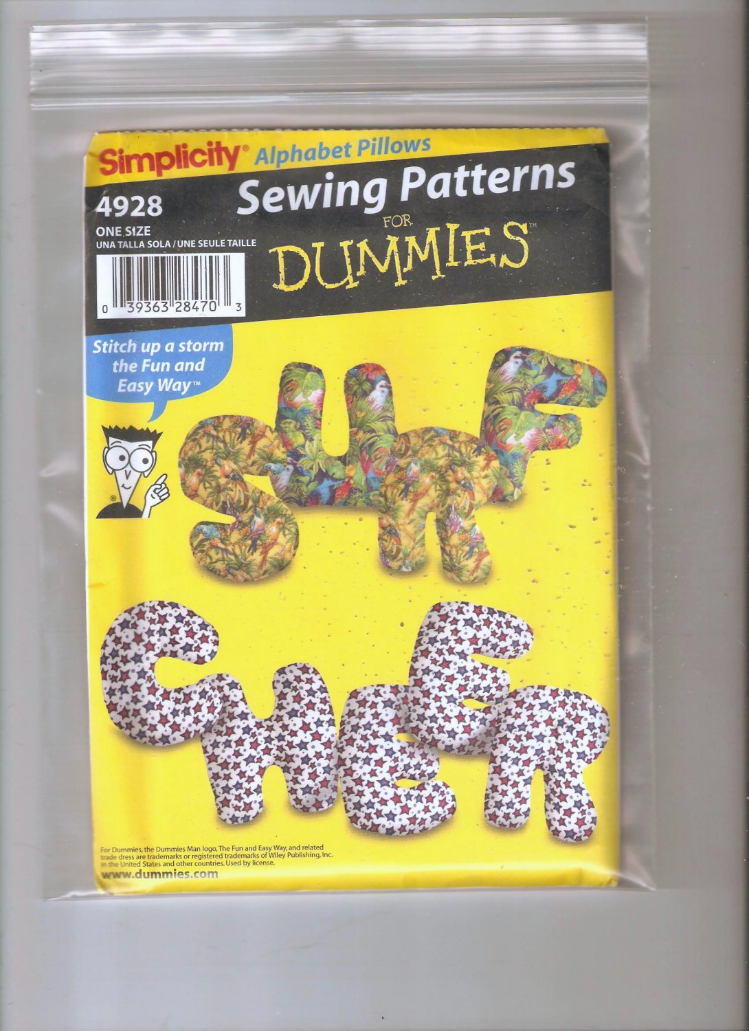 Crafts Alphabet Pillows Simplicity Sewing Pattern Dummies 4928