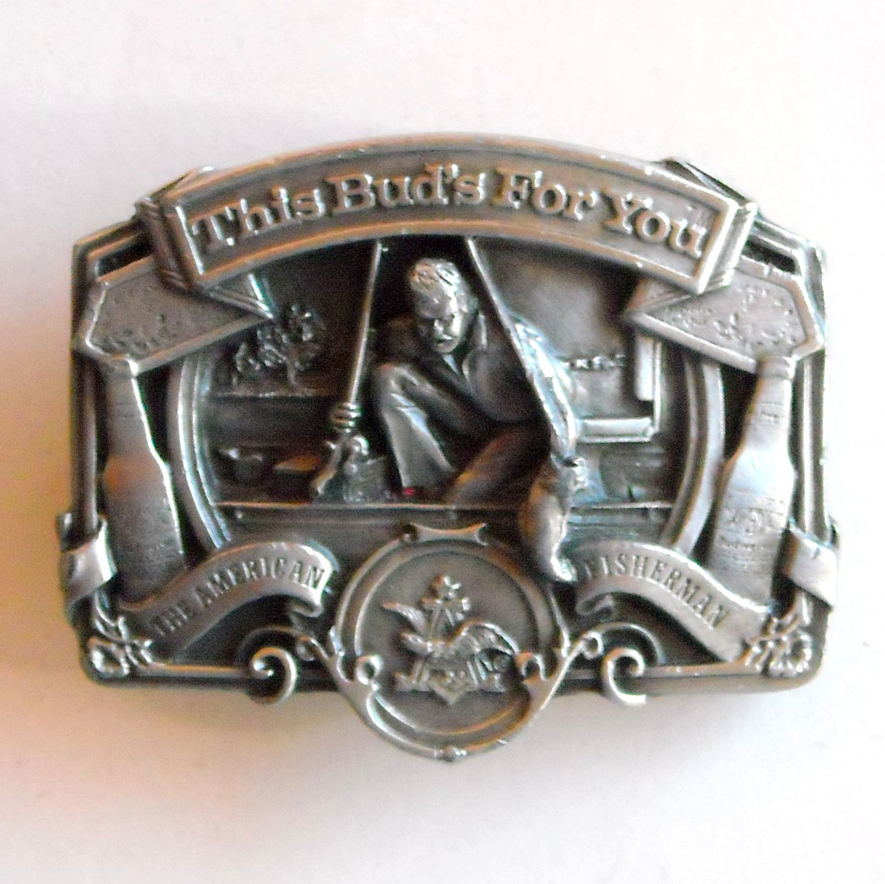 Vtg Brass Belt Buckle I'd Rather Be Fishing Great American Buckle Co. Ltd.  Ed.