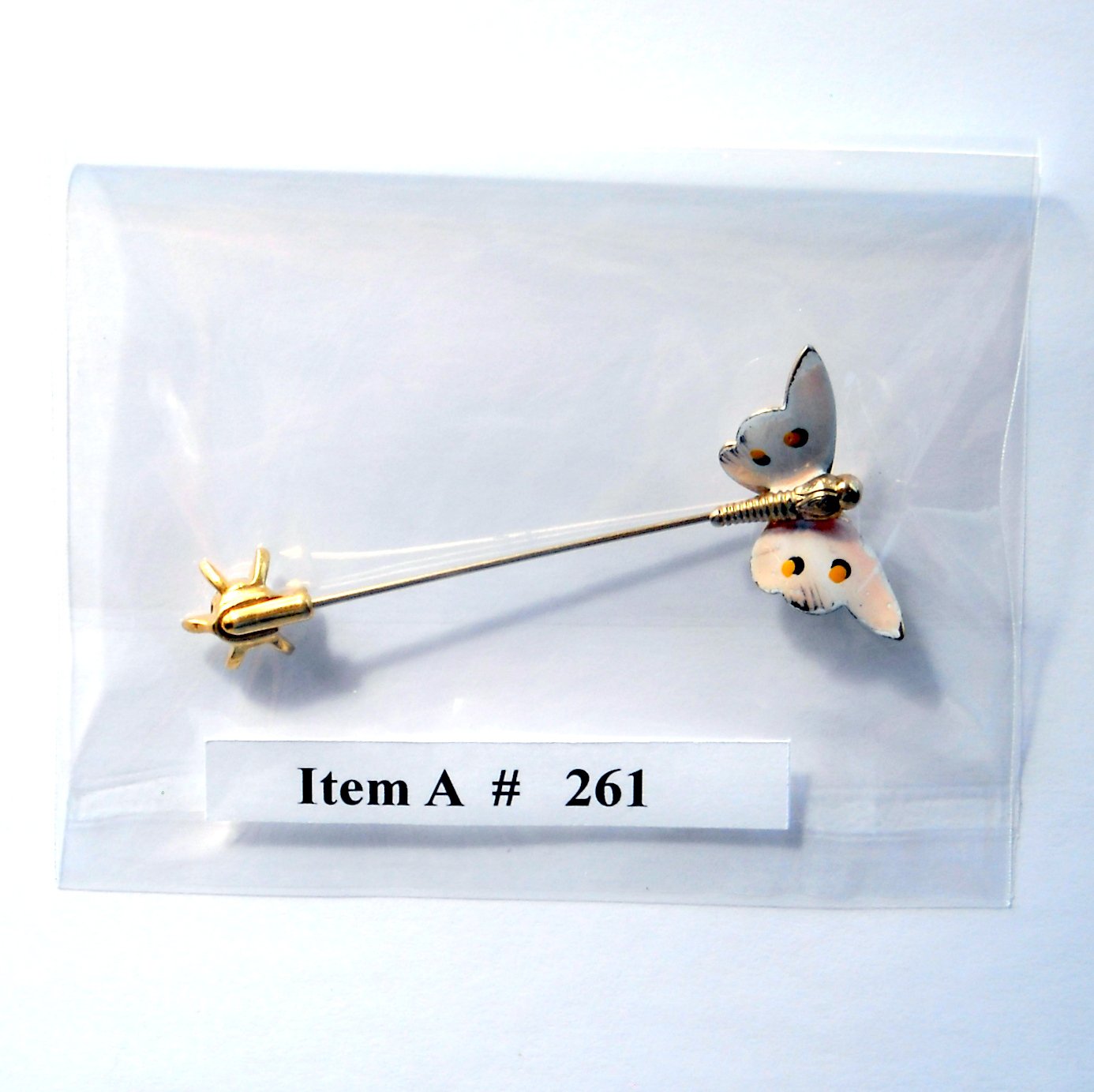 Butterfly Enamel Brass color alloy Vintage necktie stick clutch pin