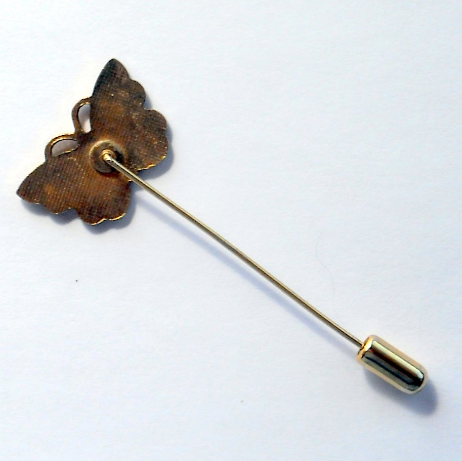 Blue Butterfly Brass color alloy Vintage necktie stick clutch pin