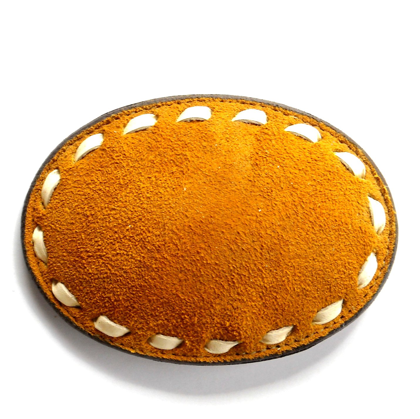 Tony Lama White Stitching Brown Suede Leather Belt Buckle