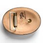 Tony Lama White Stitching Brown Suede Leather Belt Buckle