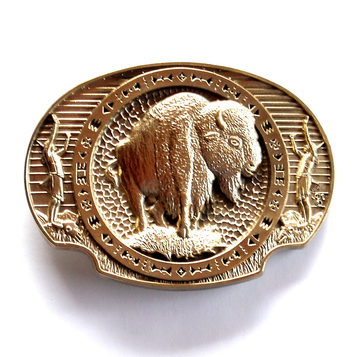 American Bison Buffalo Vintage Award Design brass belt buckle