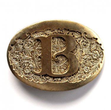 Initial B Letter Alphabet Name Tag Monogram Belt Buckle Buckles