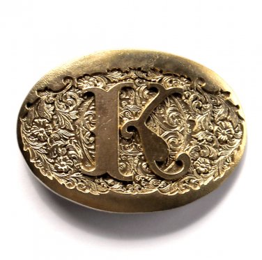Letter K Initial Monogram Western Style Award Design Solid Brass