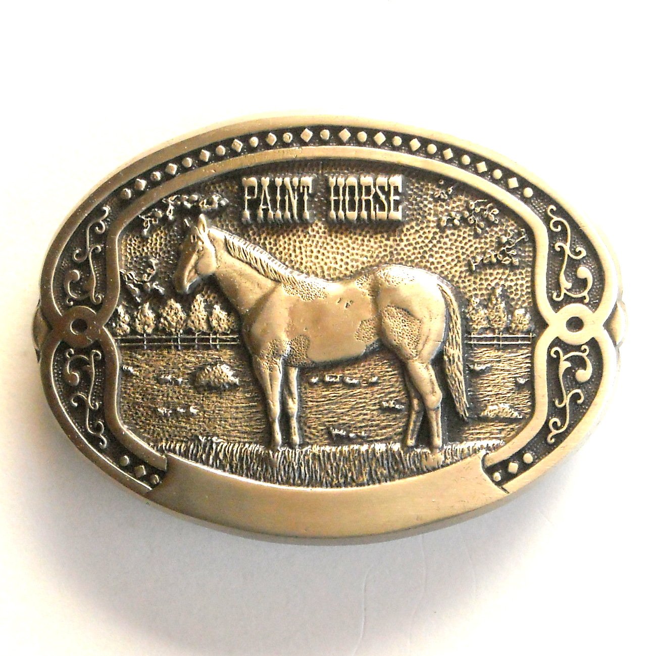 Tony Lama First Edition Paint Horse Breeder Series Brass Belt Buckle