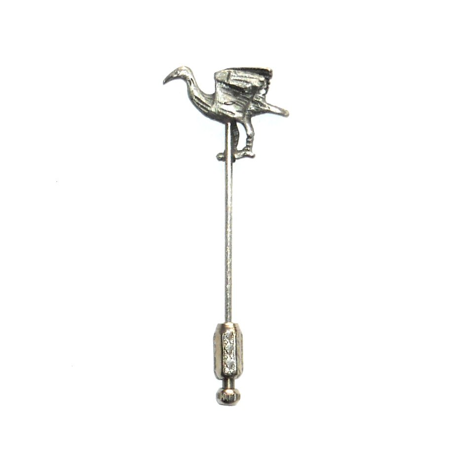 Big Wild Bird Silver Color Pewter Vintage Necktie Stick Clutch Pin