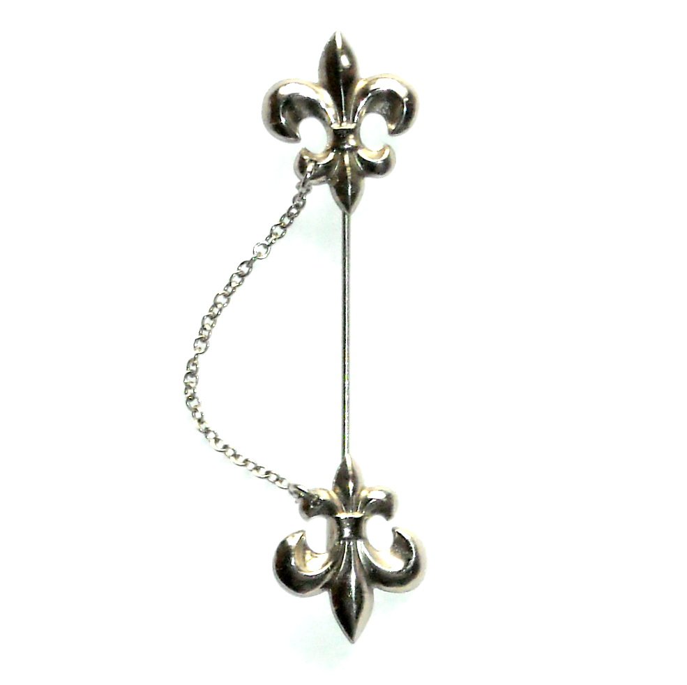 Scout Logo Vector Fleur De Lys Silver Color Vintage Necktie Stick Chain Pin
