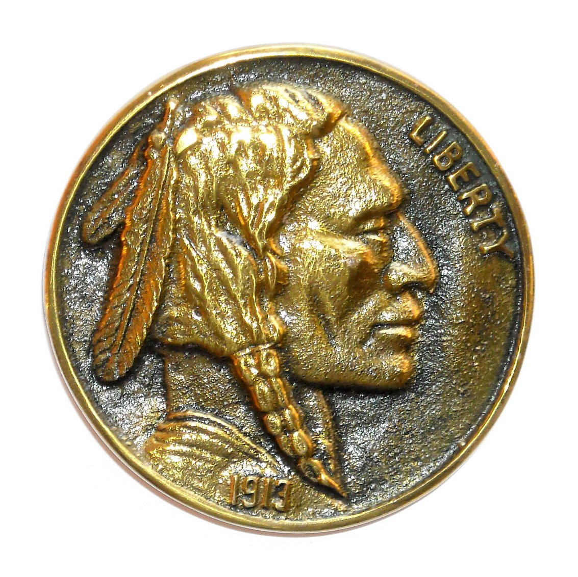 Indian Head Coin 3D Vintage Heritage Mint Solid Brass Round Buckle