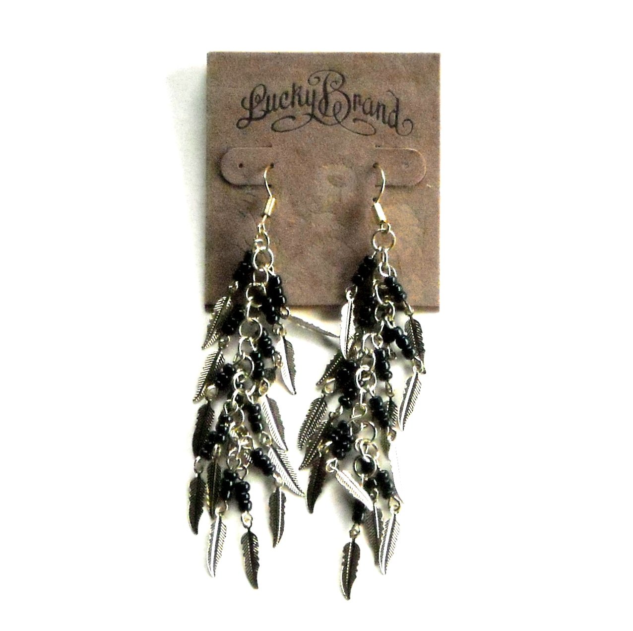 Small Feathers Gold Color Lucky Brand Dangle Earrings
