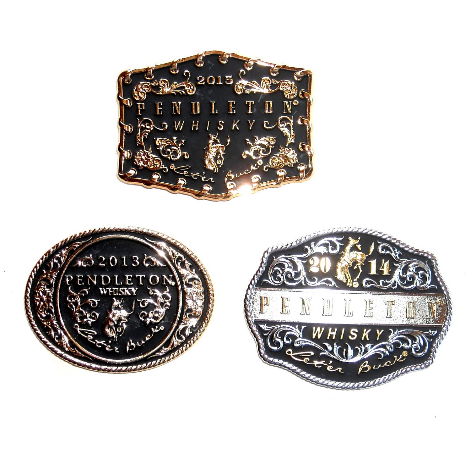 PENDLETON WHISKEY 2013 Rodeo Belt Buckle /"LET/'ER BUCK/" Montana Silversmiths