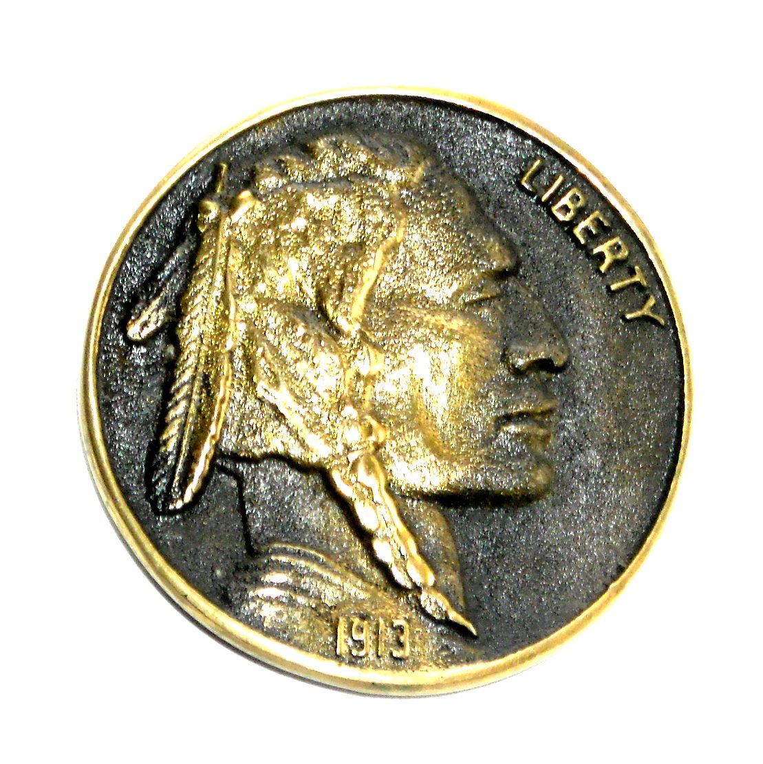"SOLD" Indian Head Coin Vintage Heritage Mint Solid Brass Round Buckle