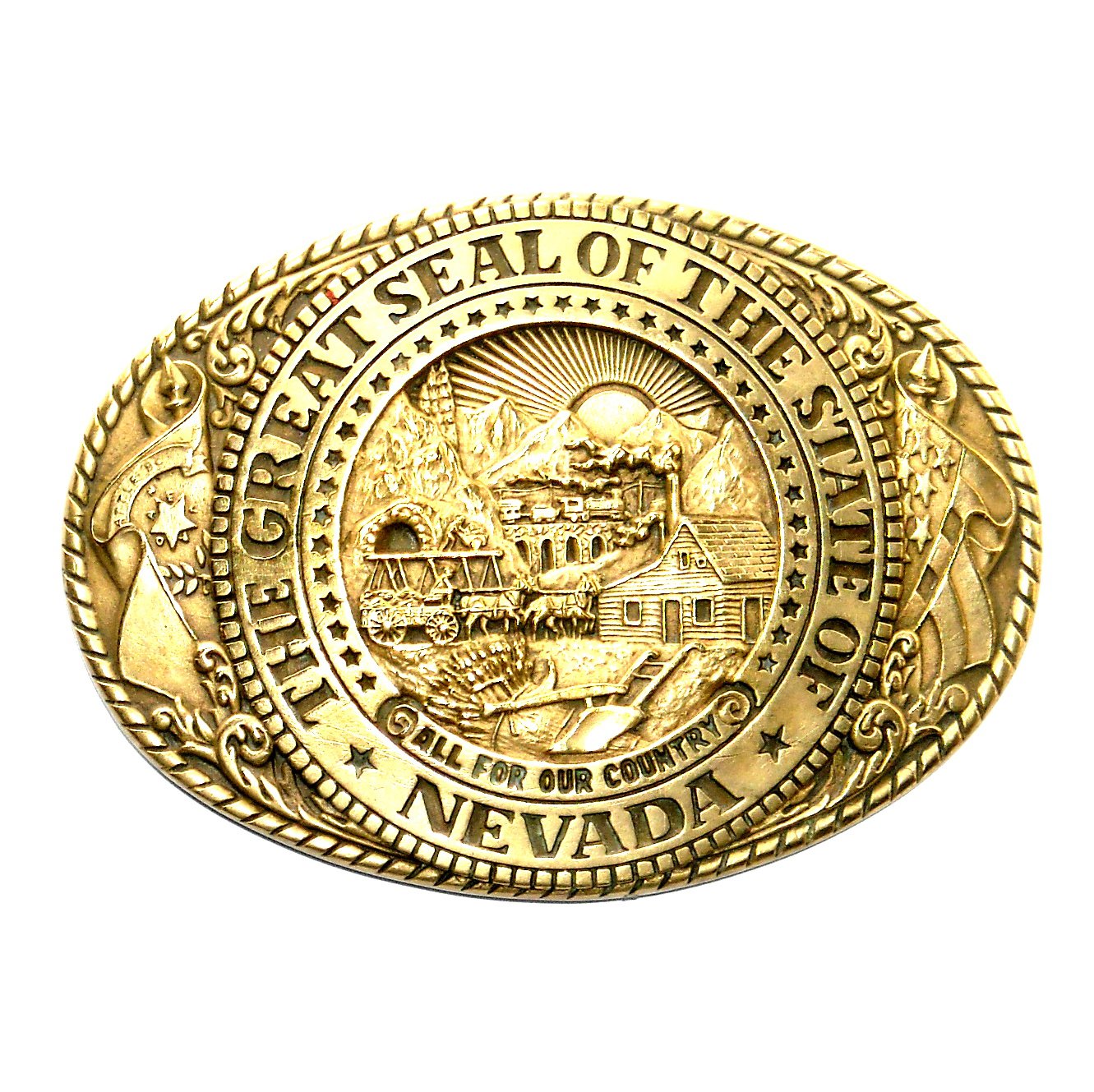 Great Seal State Of Nevada Solid Brass Tony Lama Belt Buckle