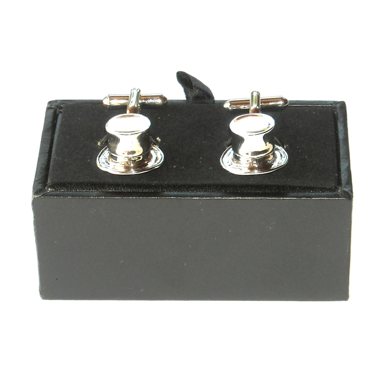 Gentlemens High Hat Silver Color 3D Cufflinks Boxed