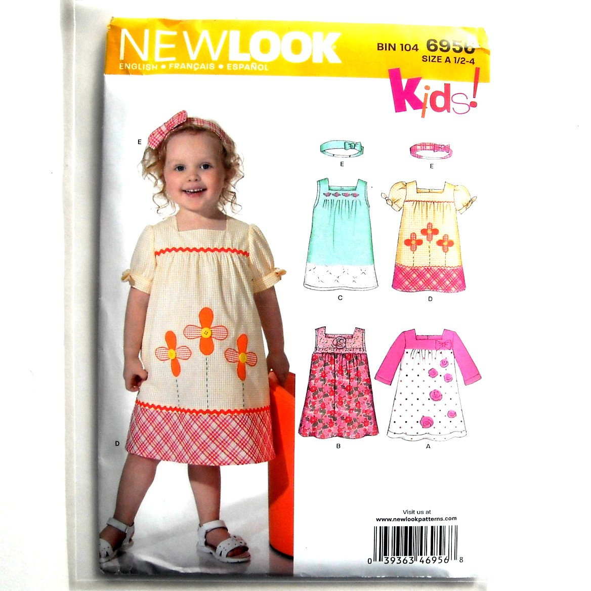 SIZE A 1/2 to 4 NEW LOOK CREATE-IT-YOURSELF.P6016 TODDLERS' DRESS .NEW UNCUT 