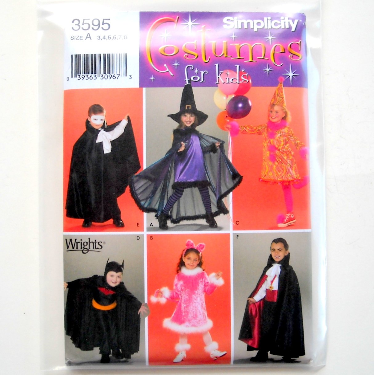 Child Halloween Costumes Size 3 - 8 Simplicity Sewing Pattern 3595