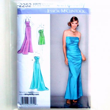 Misses Evening Dress Jessica McClintock Simplicity Sewing Pattern 2252