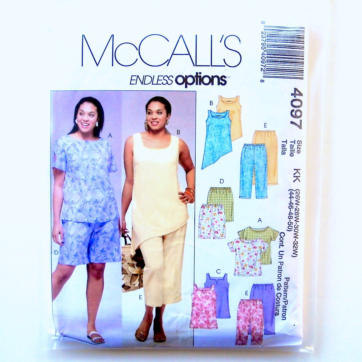 Poncho Shorts Tunic McCalls 4847 Capri Pants Top Easy Endless Options Size 18W to 24W Plus Misses Woman Sewing Pattern Uncut