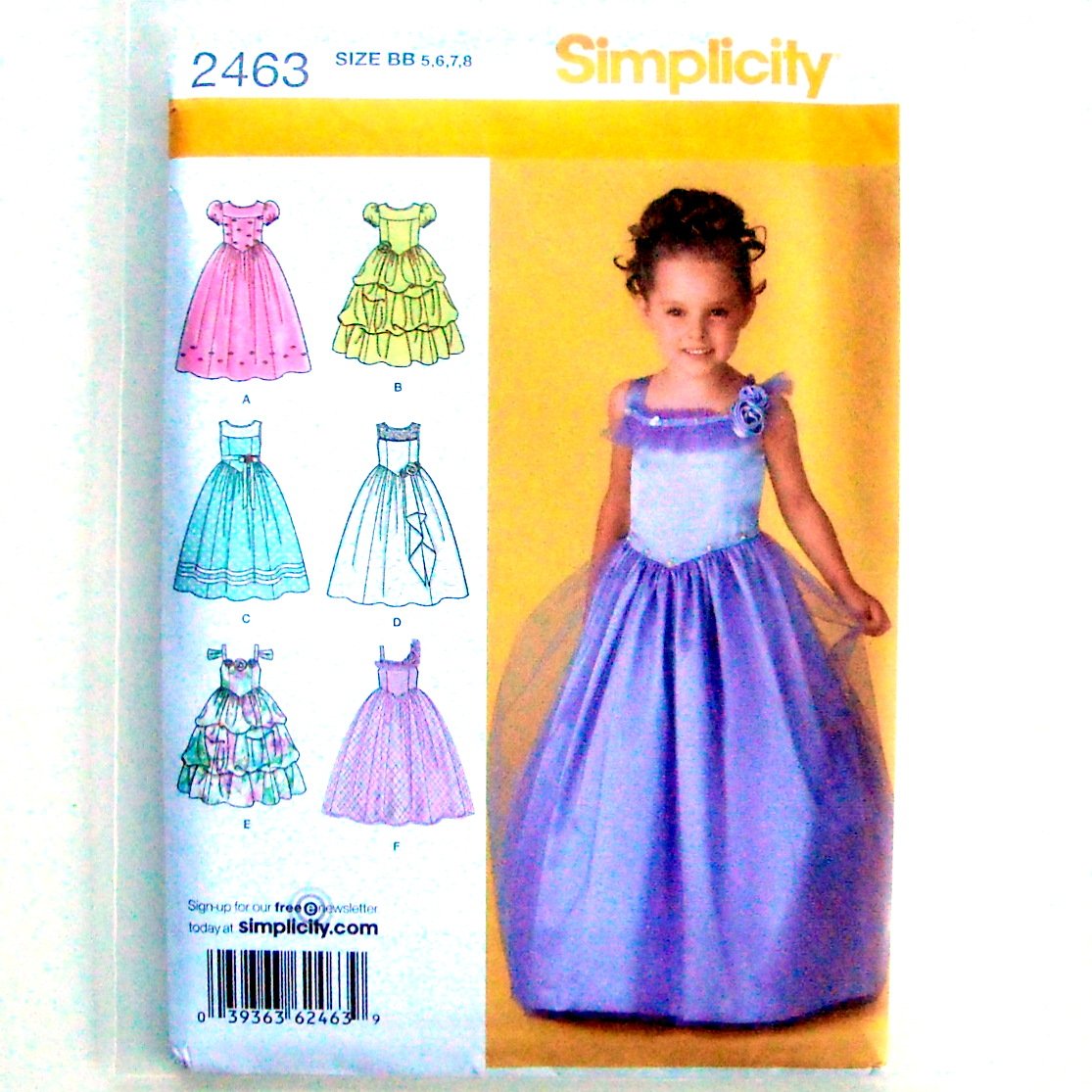 Childs Special Occasion Dress Simplicity Sewing Pattern 2463