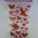 Handmade Valentine Dimensional Stickers - Glitter Hearts