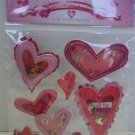Handmade Valentine Dimensional Stickers - Beaded Hearts