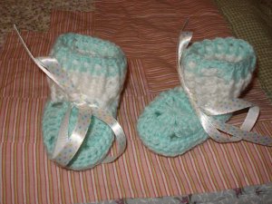 Large Turquiose and white booties
