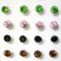 Rhinestones stud earrings-3mm-Various colours-silver plated