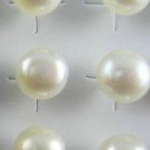 Frehwater pearl stud earrings-6-7mm-White-silver plated