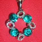 Fashion Pendant + Chain-Silver Tone- Turquoise and Clear Glass Stones