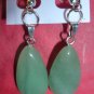 JADE DANGLING EARRINGS-SILVER TONE