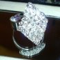 Rhinestones Fashion ring-Adjustable-Silver tone
