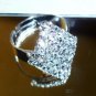 Rhinestones Fashion ring-Adjustable-Silver tone