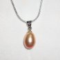 Natural Freshwater Peach Pearl Pendant + Silver Chain of your choice, 16",18" or 20" long