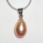 Natural Freshwater Peach Pearl Pendant + Silver Chain of your choice, 16",18" or 20" long