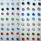 Rhinestones stud earrings-4mm-Various colours-silver plated