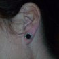 Rhinestones + Pearl stud earrings- Black-11mm diameter