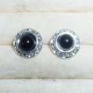 Rhinestones + Pearl stud earrings- Black-9mm diameter