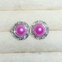 Rhinestones + Pearl stud earrings- Pink-9mm diameter