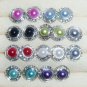 Rhinestones + Pearl stud earrings-Grey-9mm diameter