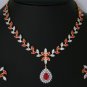 Leaf design for women Indian Fashion Jewellery with Pink Fuchsia Stone and Clear Crystals